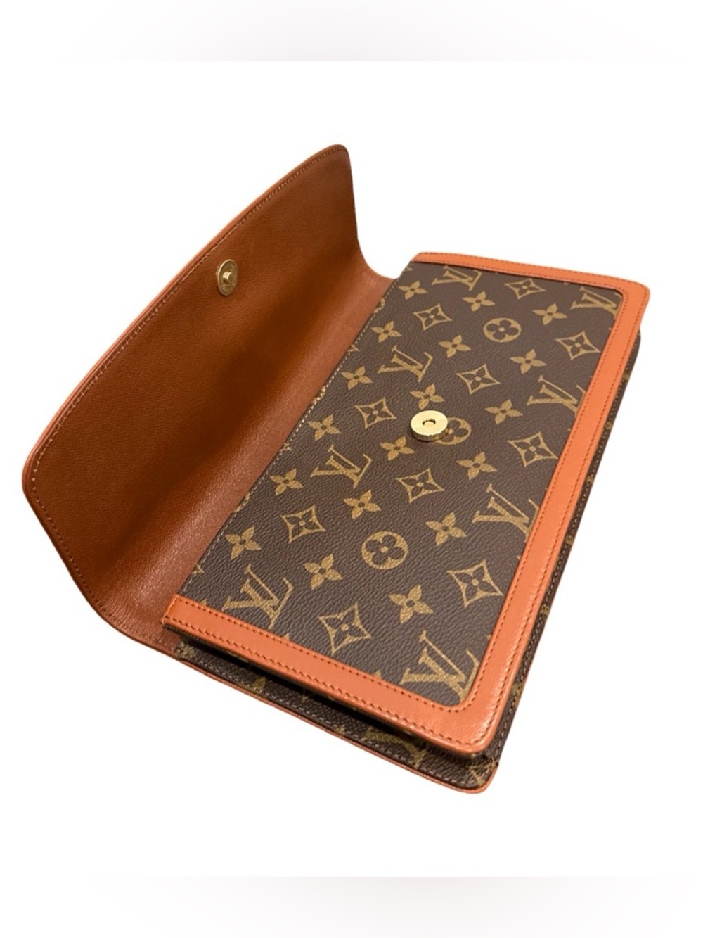 Louis Vuitton Vintage Monogram Canvas Clutch Pochette Brown LV Envelope Bag - Picture 7 of 17